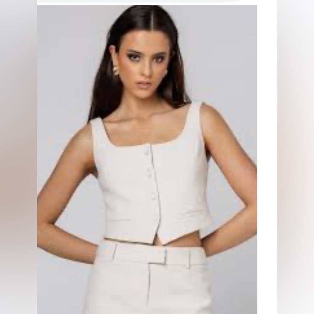 Mango Ivory Button-Up Vest